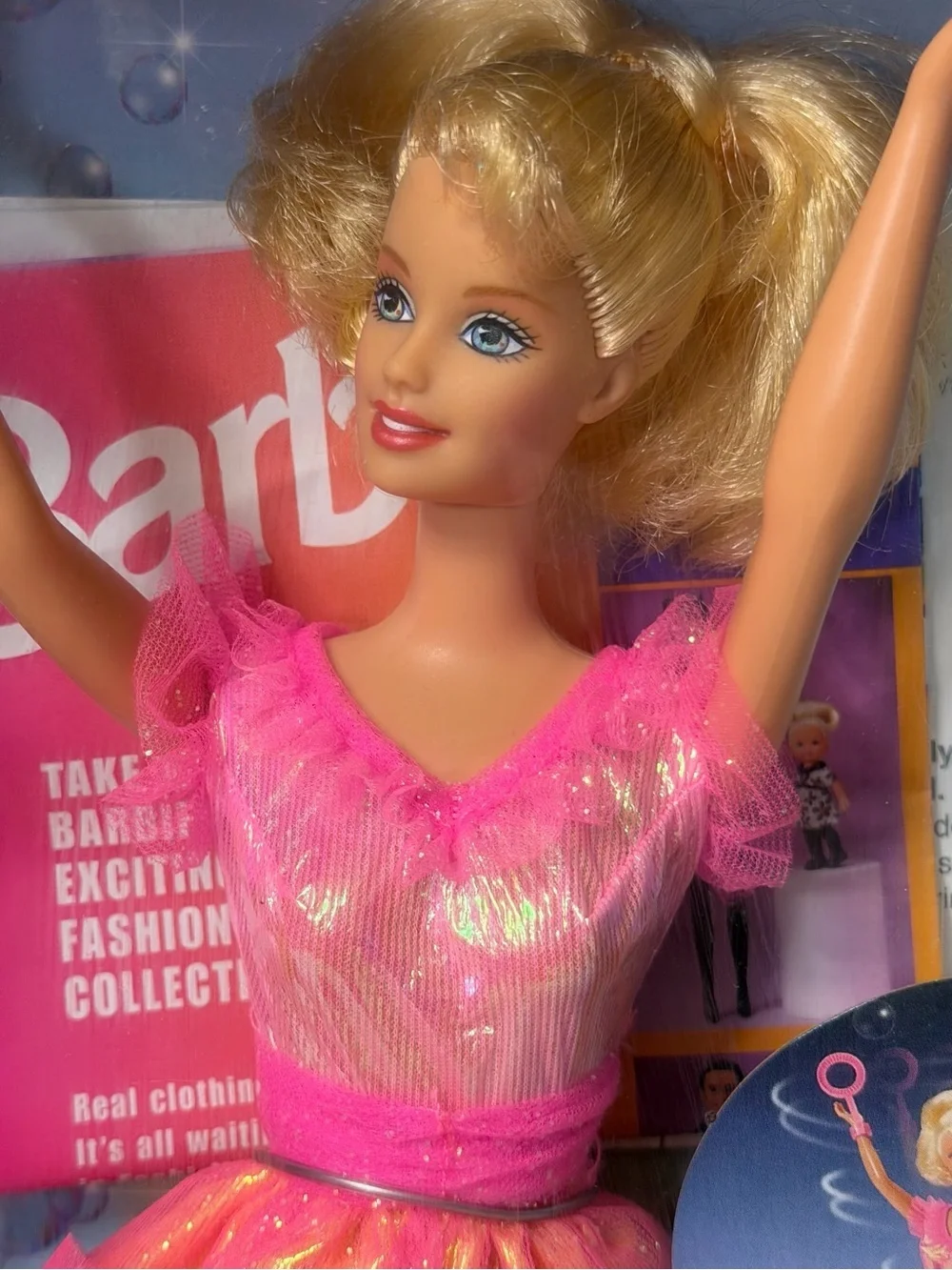 1998 Mattel Bubble Fairy Barbie Doll Spins Pull Cord Wand #22087